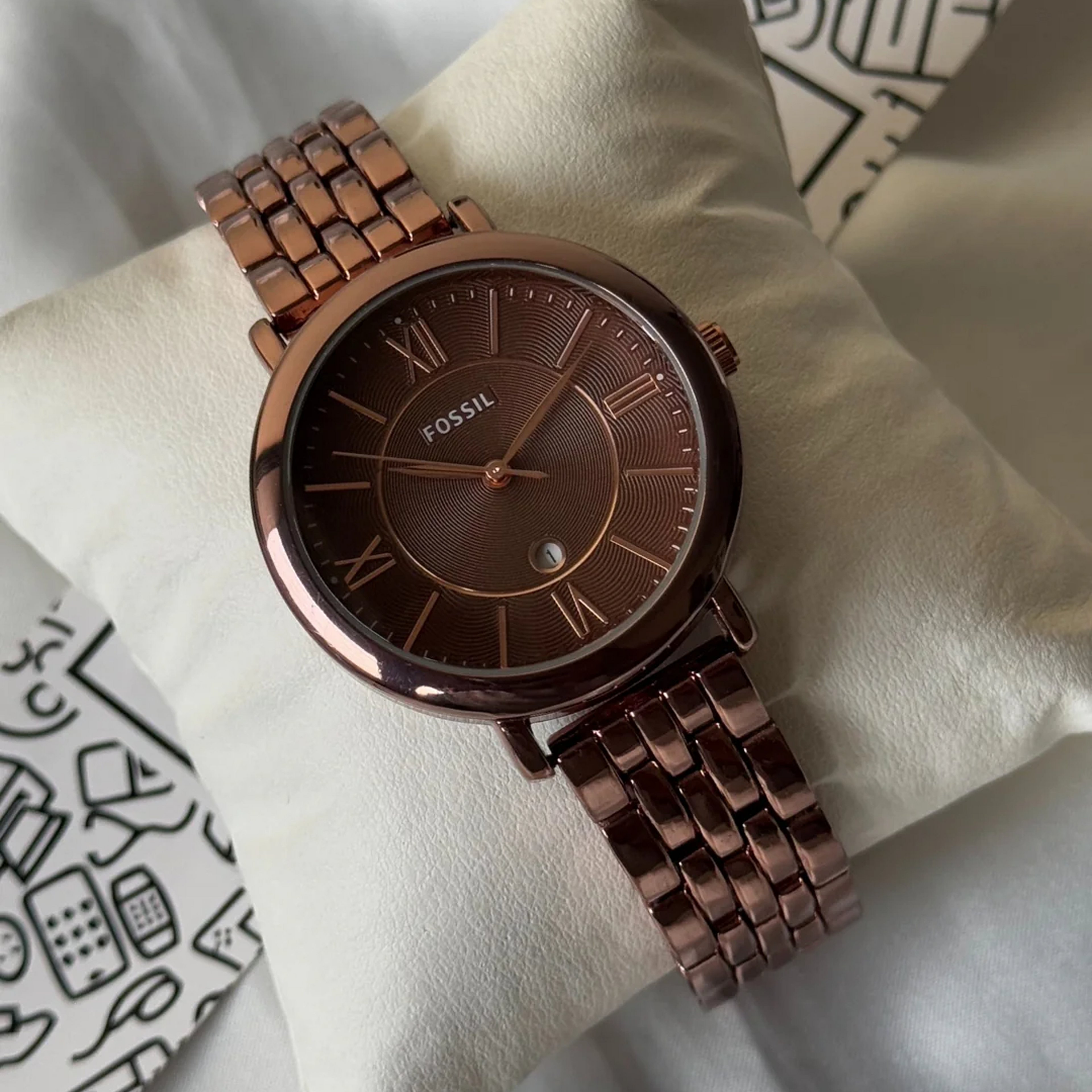 Foossiil Jacqueline Brown Dial Brown Steel Strap Watch for Women ChronoMist