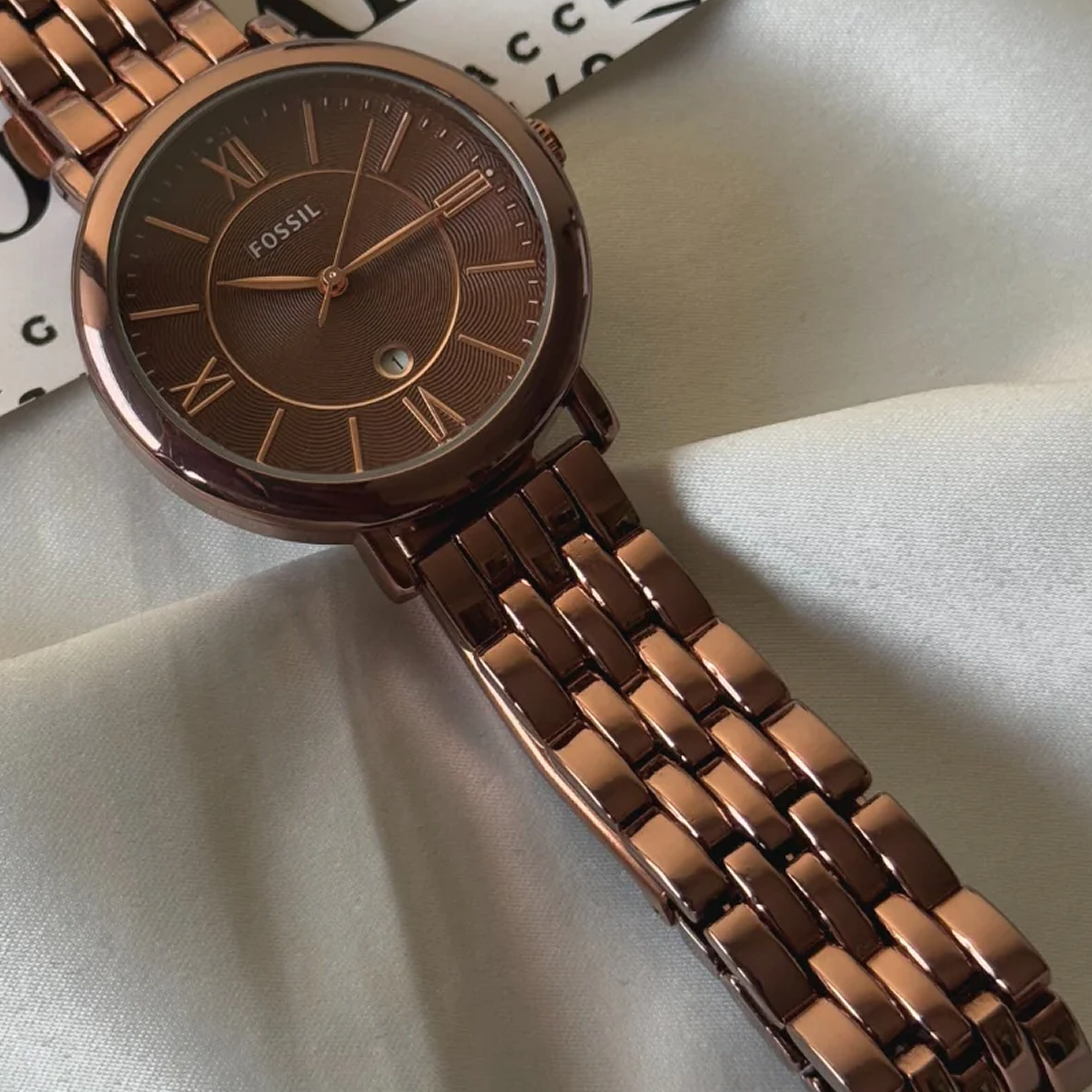 Foossiil Jacqueline Brown Dial Brown Steel Strap Watch for Women ChronoMist