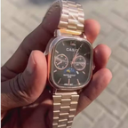 Cassiio Rose Gold Analog Watch with Black Dial – Moonphase, Day/Date Subdials, 50M Water Resistant ChronoMist