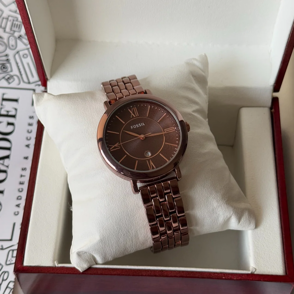 Foossiil Jacqueline Brown Dial Brown Steel Strap Watch for Women ChronoMist