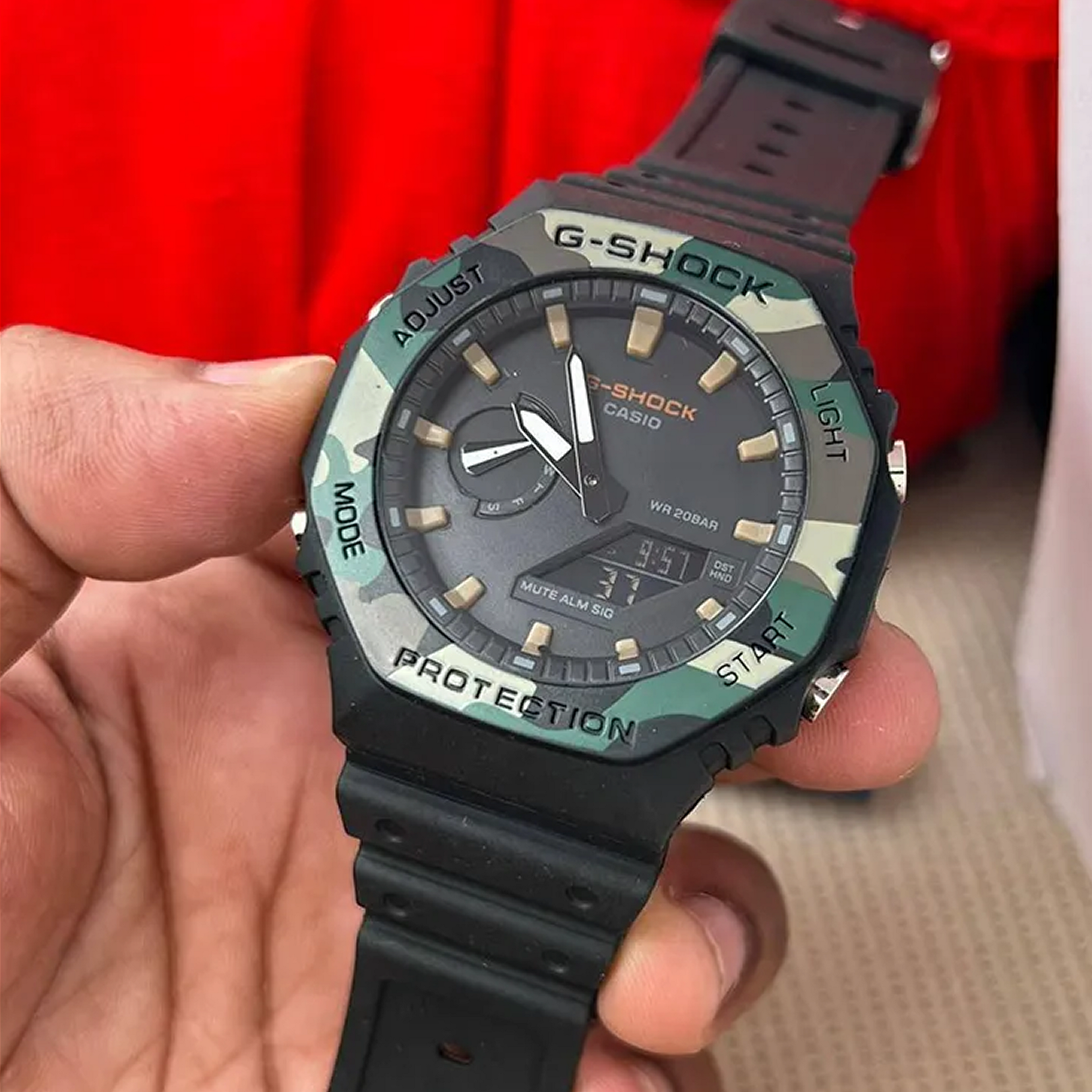 Cassiio G-Shhoock Camouflage Bezel Analog-Digital Watch – Military Black, 200M Water Resistant ChronoMist