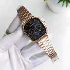 Cassiio Rose Gold Analog Watch with Black Dial – Moonphase, Day/Date Subdials, 50M Water Resistant ChronoMist