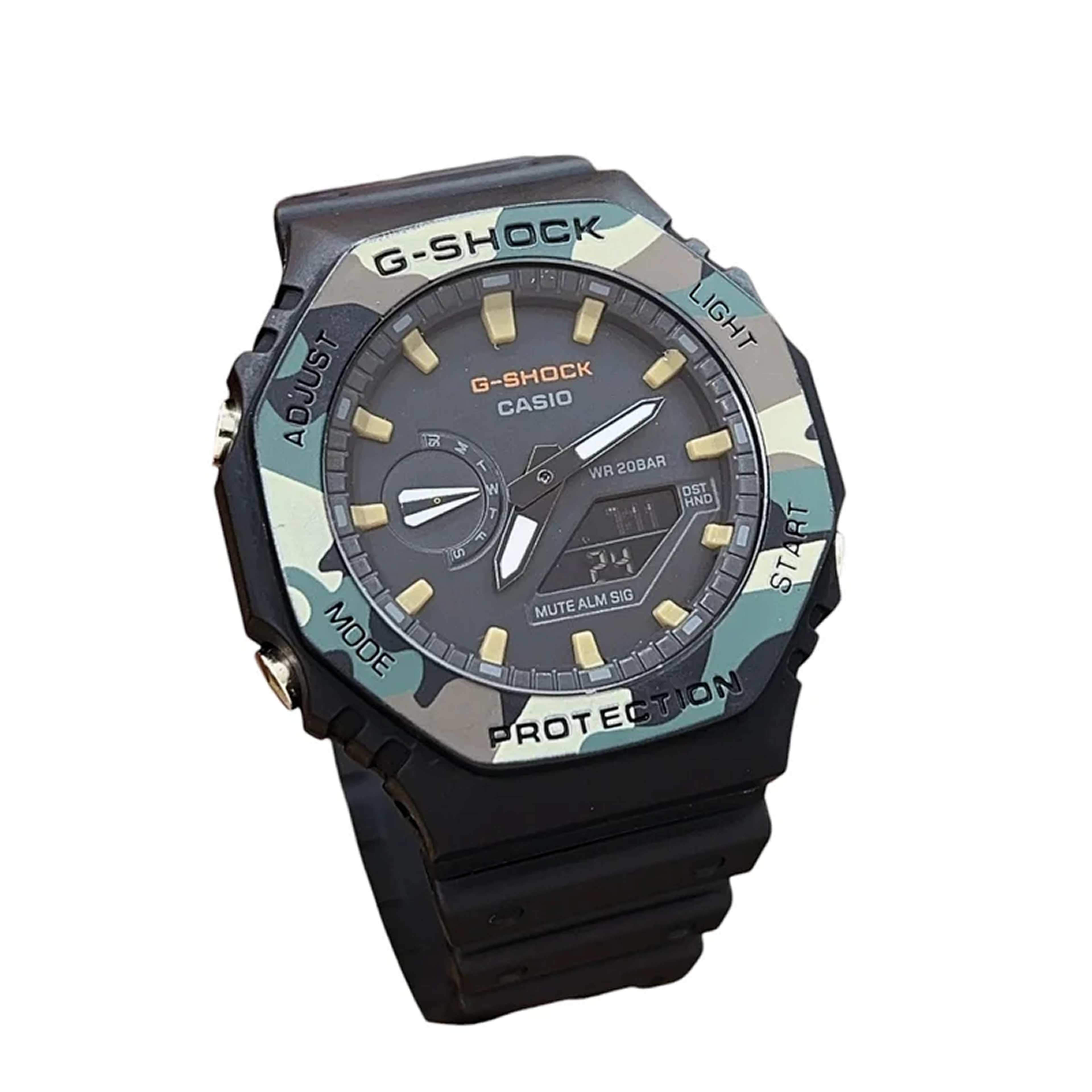 Cassiio G-Shhoock Camouflage Bezel Analog-Digital Watch – Military Black, 200M Water Resistant ChronoMist