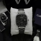 Cassio Quartz Watch Vintage Black Silver ChronoMist