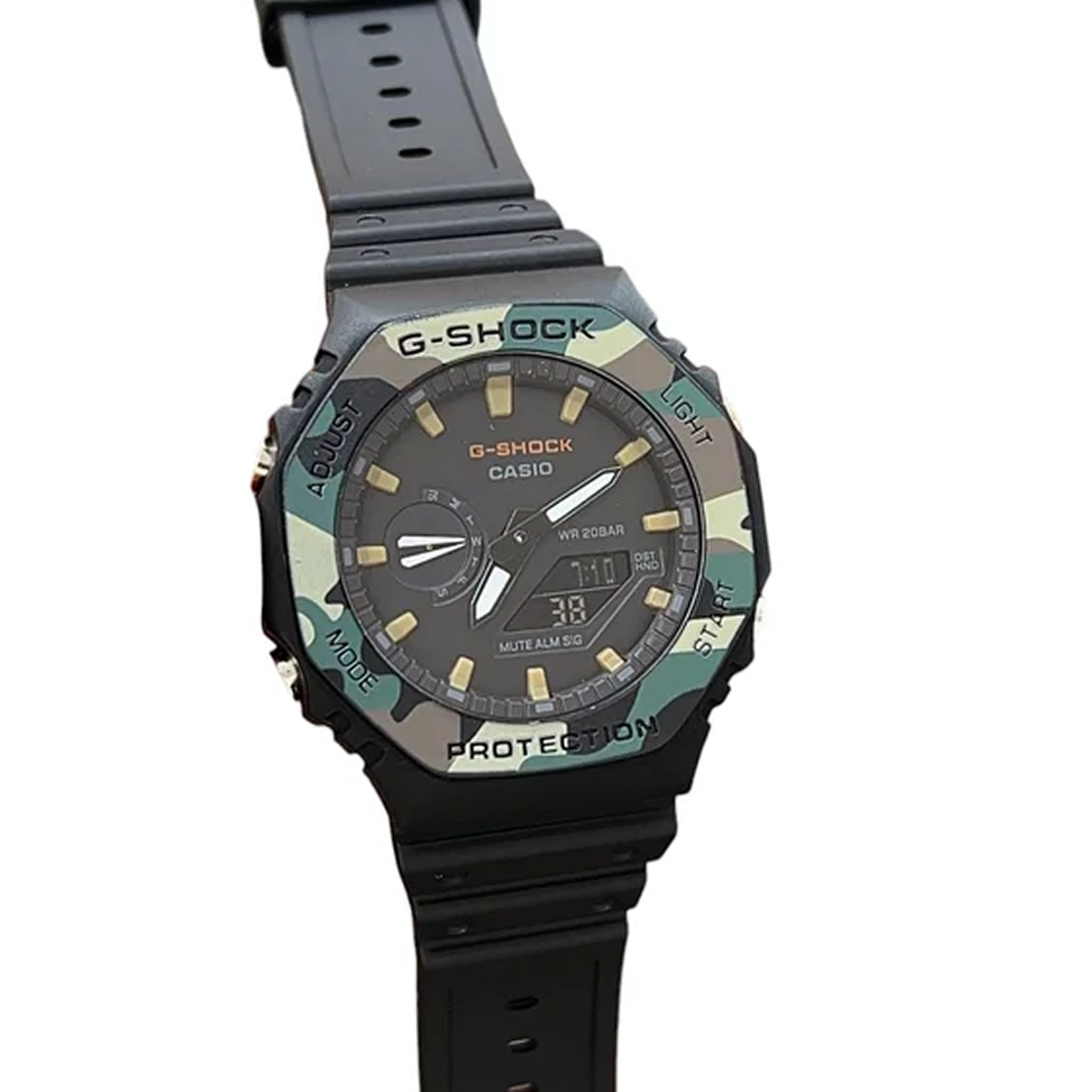 Cassiio G-Shhoock Camouflage Bezel Analog-Digital Watch – Military Black, 200M Water Resistant ChronoMist