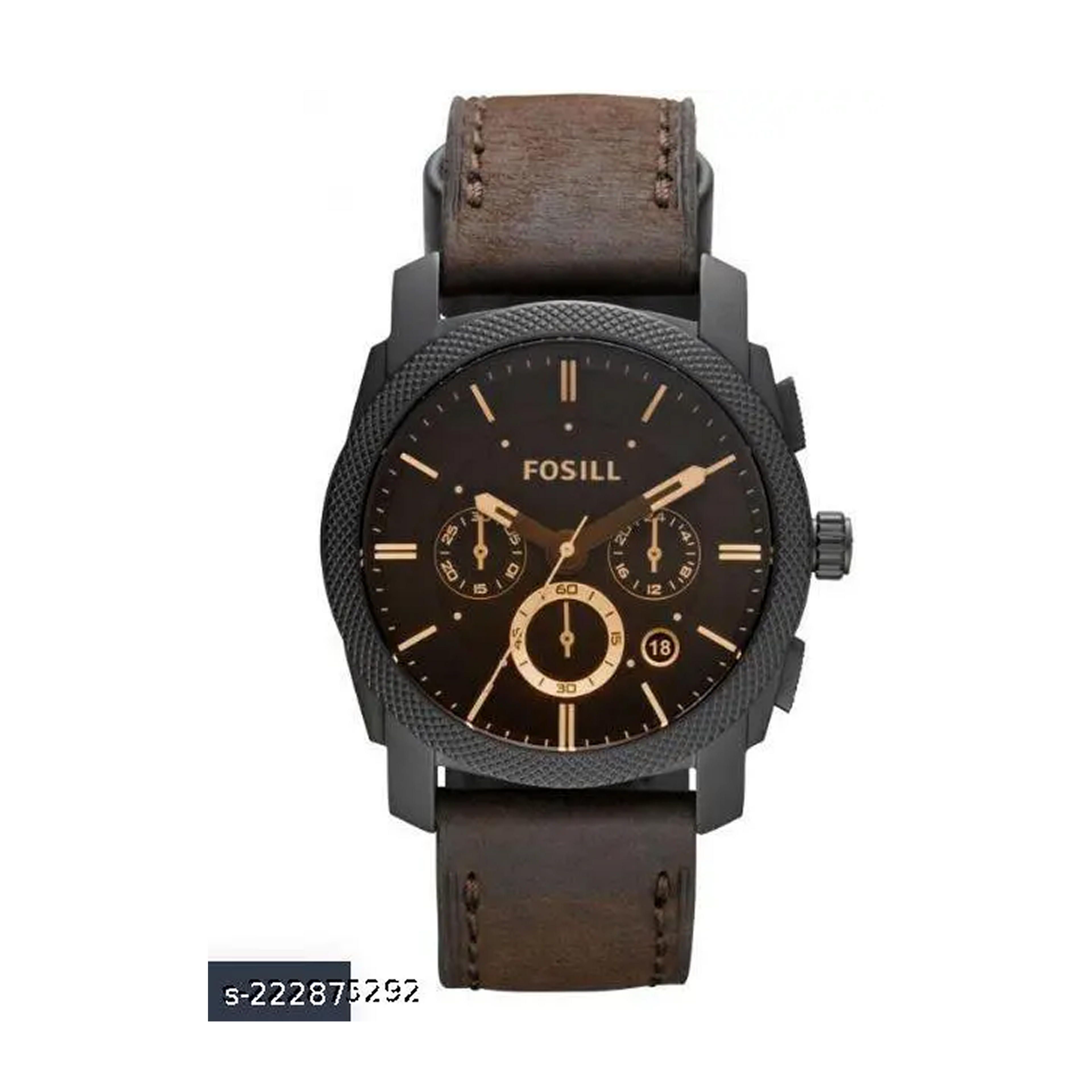 Foossiil Men's Chronograph Black Dial Watch with Brown Leather Strap ChronoMist