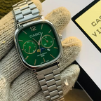 Cassiio Analog Men's Watch – Green Dial with Stainless Steel Strap, 50M Water Resistant ChronoMist