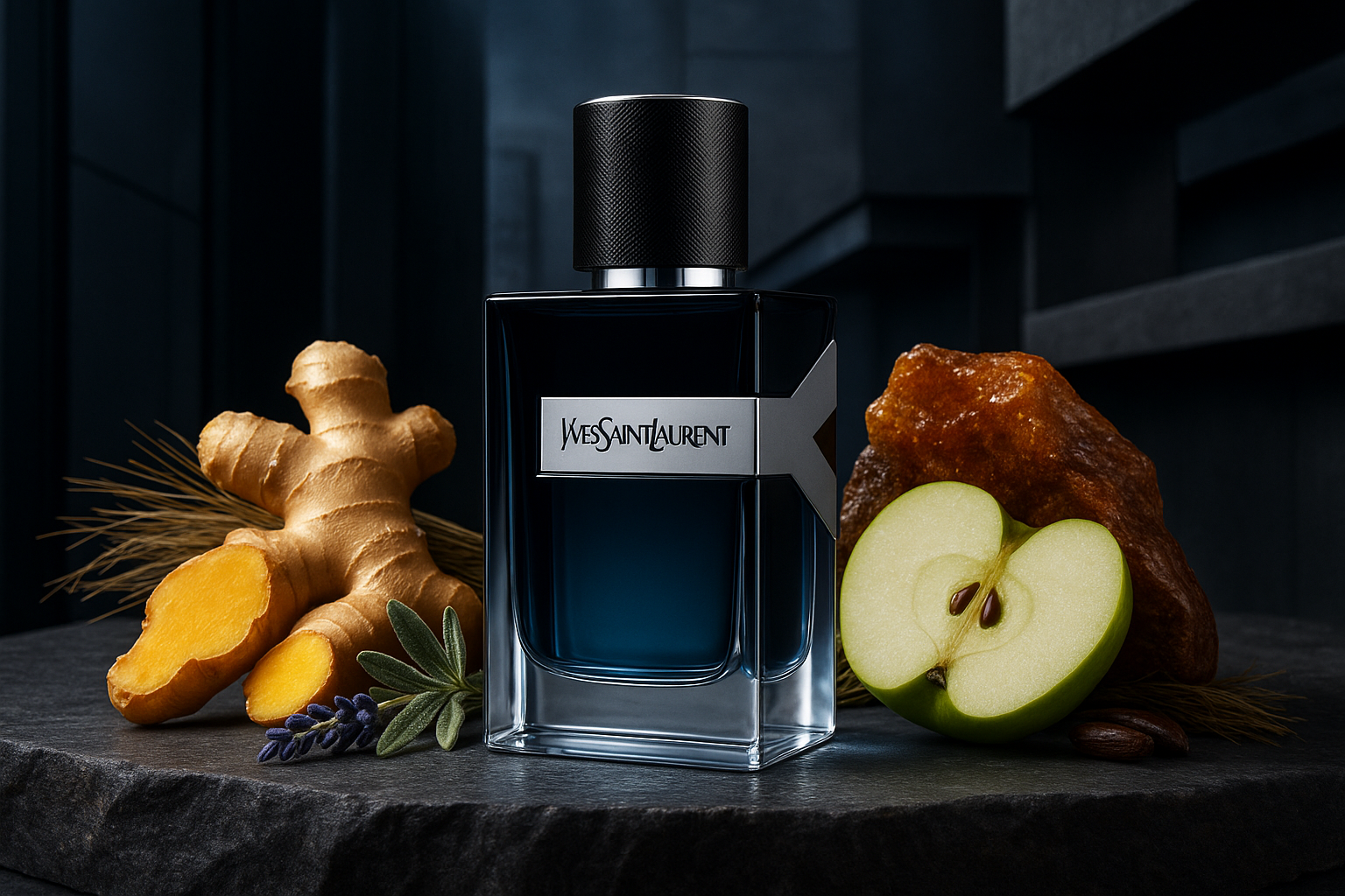 Y Eau De Parfum with contemporary sophisticated background